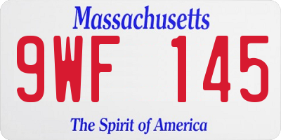 MA license plate 9WF145