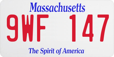 MA license plate 9WF147