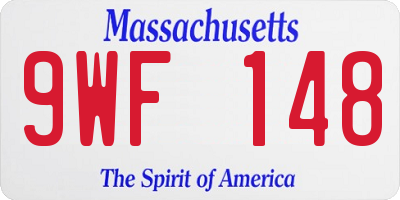 MA license plate 9WF148