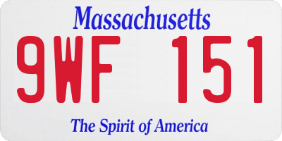 MA license plate 9WF151