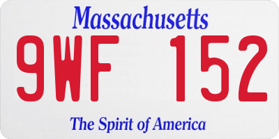 MA license plate 9WF152