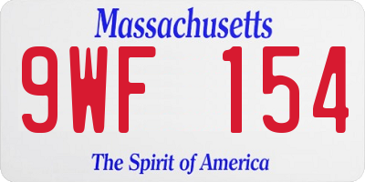 MA license plate 9WF154