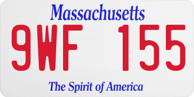 MA license plate 9WF155