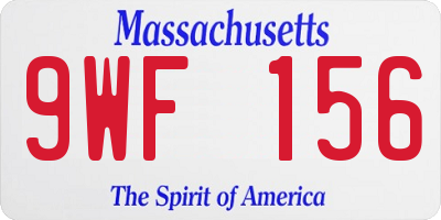 MA license plate 9WF156