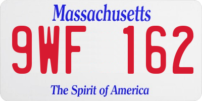 MA license plate 9WF162
