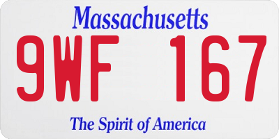 MA license plate 9WF167