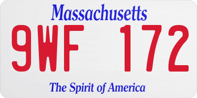 MA license plate 9WF172