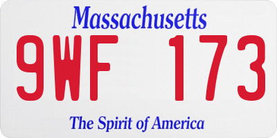 MA license plate 9WF173