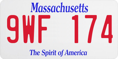 MA license plate 9WF174