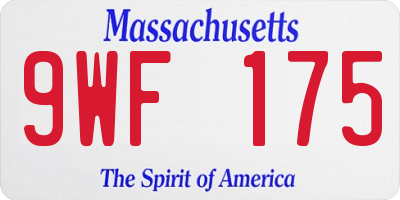 MA license plate 9WF175