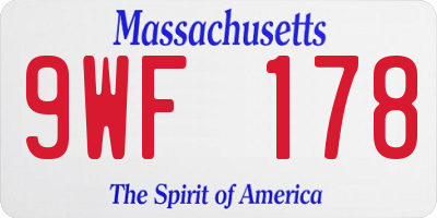 MA license plate 9WF178