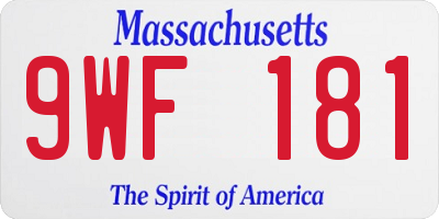 MA license plate 9WF181