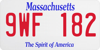 MA license plate 9WF182
