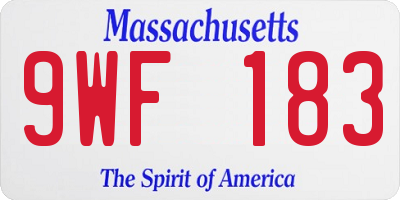 MA license plate 9WF183