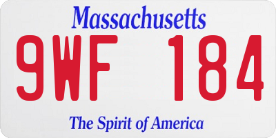 MA license plate 9WF184
