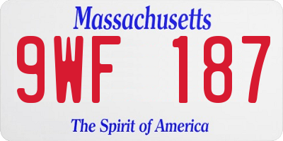 MA license plate 9WF187