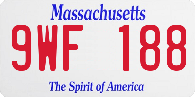 MA license plate 9WF188
