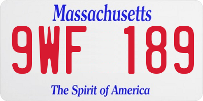 MA license plate 9WF189