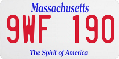 MA license plate 9WF190