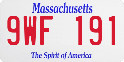 MA license plate 9WF191