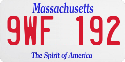 MA license plate 9WF192