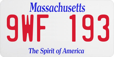 MA license plate 9WF193