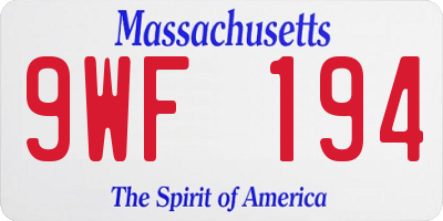 MA license plate 9WF194