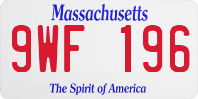 MA license plate 9WF196
