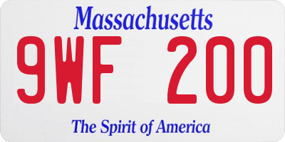 MA license plate 9WF200
