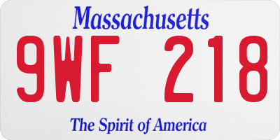 MA license plate 9WF218