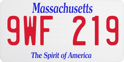MA license plate 9WF219