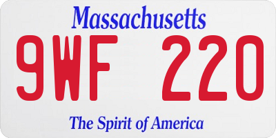 MA license plate 9WF220