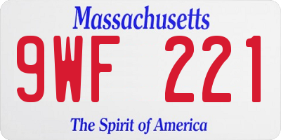 MA license plate 9WF221