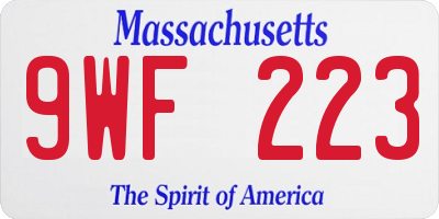 MA license plate 9WF223