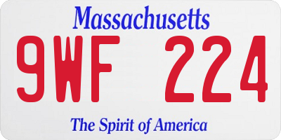 MA license plate 9WF224