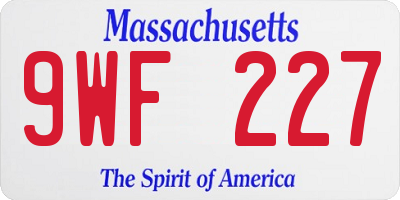 MA license plate 9WF227