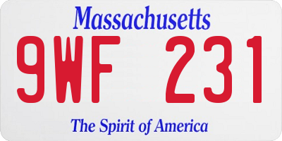 MA license plate 9WF231