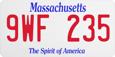 MA license plate 9WF235