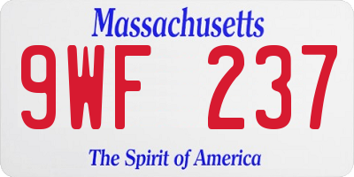 MA license plate 9WF237