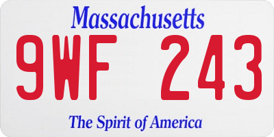 MA license plate 9WF243
