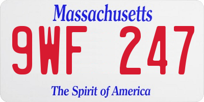 MA license plate 9WF247