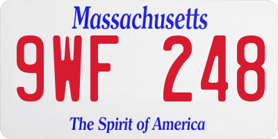 MA license plate 9WF248