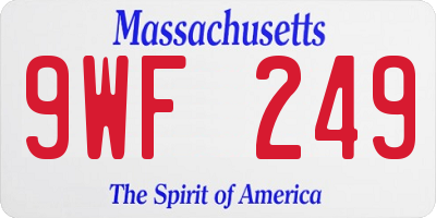 MA license plate 9WF249