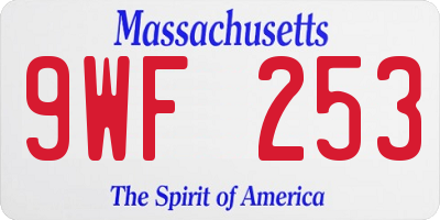 MA license plate 9WF253