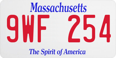 MA license plate 9WF254