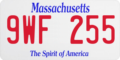 MA license plate 9WF255