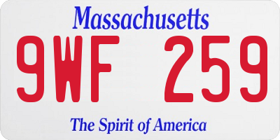 MA license plate 9WF259