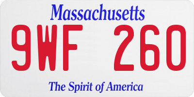 MA license plate 9WF260