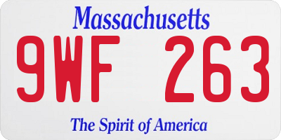 MA license plate 9WF263