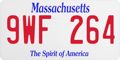 MA license plate 9WF264